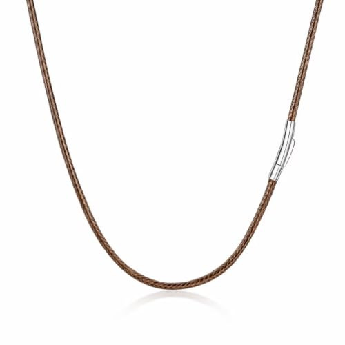 RWQIAN Lederkette Herren Leder Halskette mit 4/5mm Verschluss für Damen | Lederband Kette 46-76cm,Schwarz/Braun,Kautschuk,Wasserfest