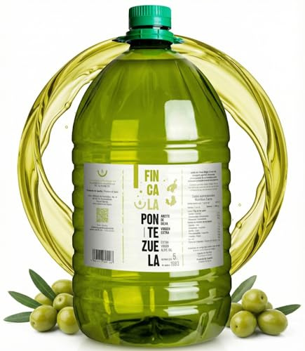 Finca La Pontezuela Aceite de Oliva Virgen Extra Cornicabra 5 Litros | Origen Montes de Toledo | Garrafa AOVE 5L Español | Sabor Intenso y Alto en Polifenoles