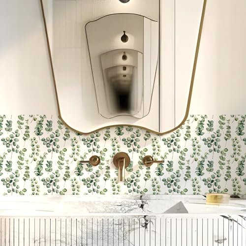 Piastrelle Adesive Cucina Foglie Verdi Impermeabile Pvc Piastrelle Adesive Bagno, A Prova Di Olio Piastrelle Adesive,Pannelli Decorativi Per Pareti Piastrelle Adesive 10 Pezzi(20x20cm)