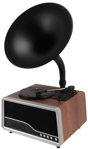 Phono Plattenspieler, Kabelloser Vintage Retro Plattenspieler mit Fernbedienung, USB und UKW Radio für Wohnzimmer, Arbeitszimmer, Unterhaltungsraum (EU-Stecker)