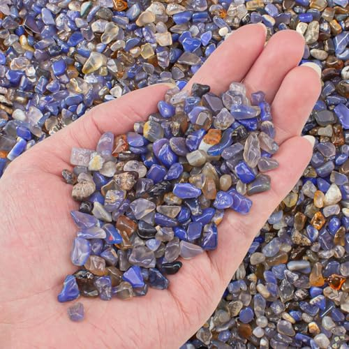 EZEELAI Pierres de cristal écrasées de 0,4 kg - Agate bleue - Forme irrégulière - Pour remplissage de vase, gravier d'aquarium et décoration d'intérieur