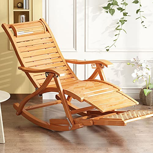 CWCQGH Klappbare Schaukelstühle aus Holz, Chaiselongue für den Außenbereich, unterstützt 200 kg, für Veranda, Terrasse, Balkon oder den Innenbereich