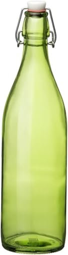 KWARE Vintage Style Glass Bottles 1 Litre Swing Top Bottles - Ideal for Domestic or Commercial Use - Fill with Water, Wine, Liquor, Oil, Beer, Schnapps or Cordials (LIME)