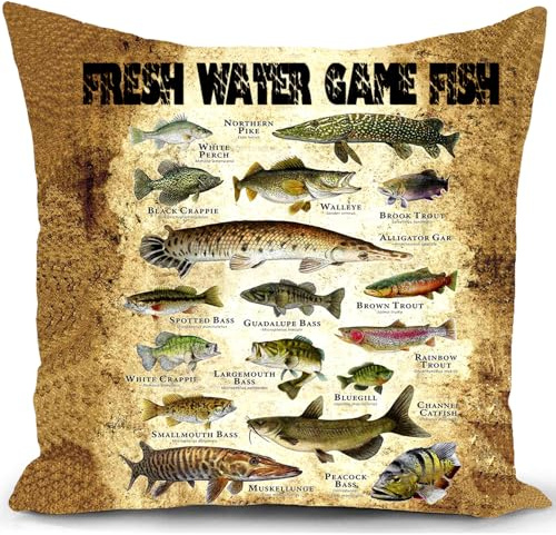 HUASHUZI angelzubehör Kissenbezug 40x40 cm Kissen Angeln deko Angler Geschenke für männer Fishing Accessories fischen zubehör für kissenbezüge dekokissen couchkissen kissenhülle zierkissen