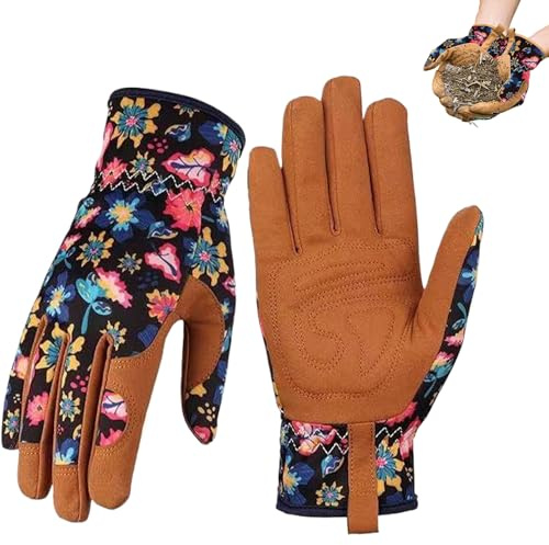 Hintyne Arbeitshandschuhe für Damen zum Unkrautjäten im Garten Leder-Gartenhandschuhe hohe Fingerfertigkeit Arbeitshandschuhe für Damen dornensicher kein Stechen zum Graben Pflanzen Style2