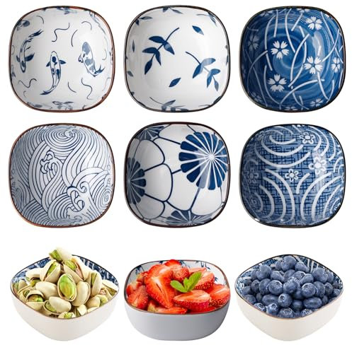 SUNOYA 6er Set Keramik Dipschalen, Dessertschalen Keramik Dipschalen, Dip Schalen Set, Saucenschälchen, Snackschüsseln, Saucenschalen für Sojasauce Sojasauce, Essig, Japanischen Stil, 9,2 cm