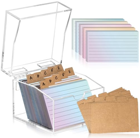 Indexkort lådor A8 färgade 8,5 x 8,5 x 7,5 cm inlärningskort indexkort med låda nkl 300 indexkort färgglada 10 flikar indexkort låda för på vägen lärning anteckningar skolsaker