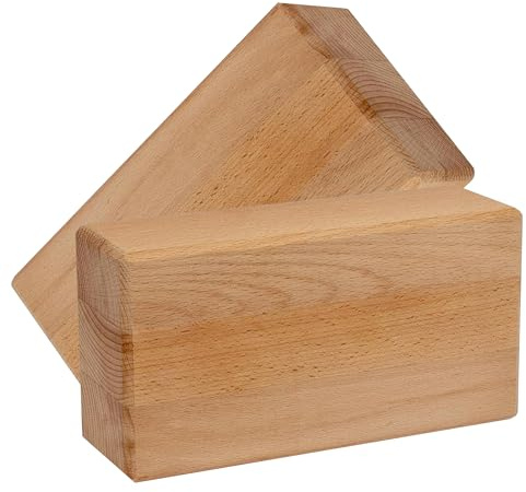 PROJECT OF WOOD Lot de 2 blocs de yoga - 23 x 15 x 7,5 cm - Pour yoga, pilates, étirement et méditation - Naturellement respectueux de l'environnement - Support stable pour l'entraînement - Bois de