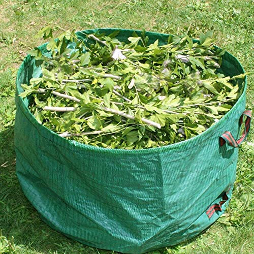 LYVQZPWLRGarden Waste Bags, Garden Waste Bag Rubbish Refuse Sacks Green Reusable Waterproof Heavy Duty Garbage Handles