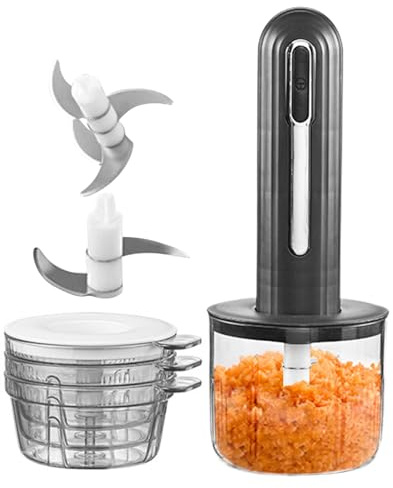 Petit Hachoir Électrique - Moulin à Aliments Rechargeable USB - Hachoir à Ail Multifonction Sans Fil pour Préparation de Fruits Légumes et Repas Bébé