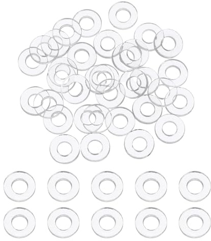 PATIKIL Rondella Piatta, 200Pz Rondelle In PVC Plastica Sigillante Spaziatrice Guarnizione Rotonda 3 Mm ID 6 Mm OD 0.5 Mm Spessore Per Maniglie Porta Doccia Barre Asciugamani, Trasparente