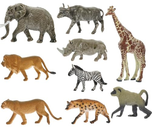 Gogogmee Figurines Animales Miniatures de Jeune Lion en Plastique Lot de 9 Ornement Créatif Décor de Bureau pour Garçon et Filles et Décoration Intérieure