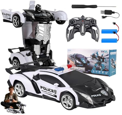 DAJASD 2 in 1 Transformator Ferngesteuertes Auto,1:18 Transformator Spielzeug,RC Auto Transform Roboter Spielzeug 360°Drehung mit 2.4GHz Batterie Fernbedienung für Jungen Mädchen Geschenke Weihnachten