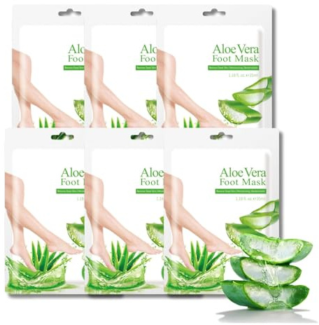 6 Paar Aloe Vera Fussmaske Socken,Intensiv pflegende Fußmaske für Sehr Trockene Füße&Hornhautentfernung-Feuchtigkeitsspendende Fussmaske zur Täglichen Fußpflege-Fußmaske Socken für Männer und Frauen