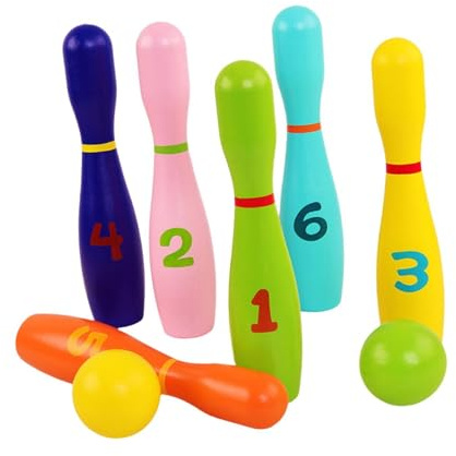 Fenteer Bowling-Set aus Holz, Frühlernspielzeug, Hand-Auge-Koordination, interaktives Bowling-Spiel, Requisiten für den Innenbereich, Aktivitätsspiel zum