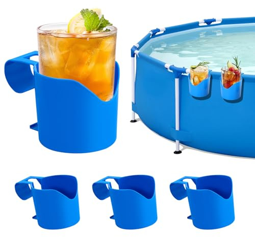 Pool Getränkehalter Set 4 Stück,Pool Zubehör Spaß, Poolrand Installieren Schwimmbäder Haken-Design, Poolumrandung für Schwimmbecken für Familien, Deko und Schwimmbecken Zubehör