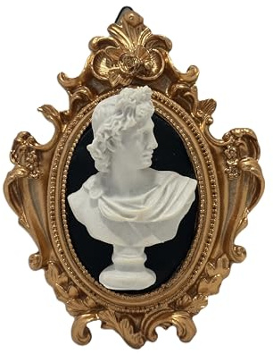 Generico Quadro Decorativo 3D con Busto Classico, Scultura in Gesso e Legno, Bianco, Stile Moderno, 20x20x37 cm, Cornice Nera, Fatto a Mano (Busto Apollo)