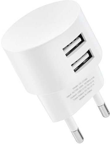 Double Prise USB-A 5V 2,1A Chargeur Rapide, 10W Adaptateur Secteur USB with 2 Ports pour Tambours de Câbles Chargeur Mural Universel pour Smartphone Tablette Montre Connectee Batterie Externe