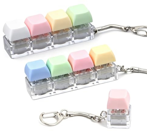 Solivive 3 Pcs Porte-clés Fidget Toys(Multicolore),Clavier Anti Stress avec Bouton de 4 Couleurs, Jouet Fidget Clicker pour Soulagement de l'anxiété et Décoration