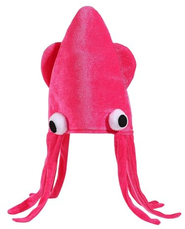 Genérico Gorro de Calamar -, de Peluche, Transpirable, con Forma de Calamar,Sombrero de Animal Marino | Para Fotografía, Actuaciones, Navidad, Cumpleaños, Niños, Adultos,