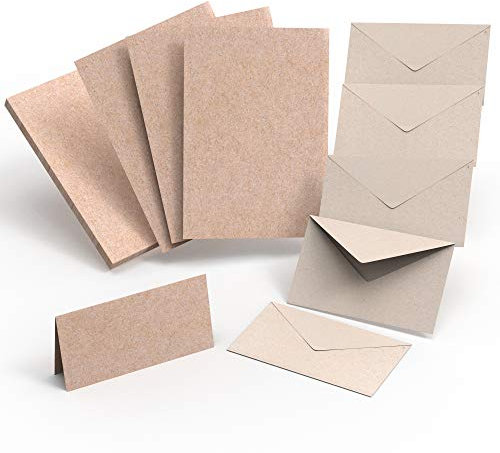 Tritart Kartenset mit Umschlägen 120 Teile I Doppelkarten DIN A6 I Kraftpapier I Klappkarten blanko mit Umschlag I Karten zum Selbstgestalten I Kartenbastelset