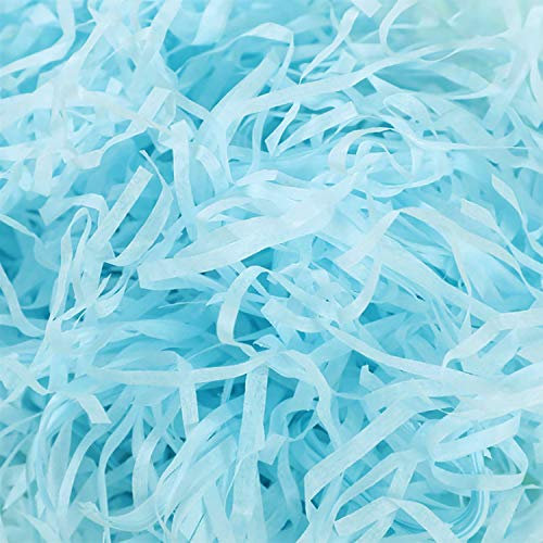 TSHAOUN 100g Raffia Hamper Shreds, Geschreddertes Seidenpapier Füllmaterial, Geschenkfüllung Papierschnitzel für DIY Party Hamper Füllung und Geschenkverpackung für Geschenkbox Dekorations (Blau)