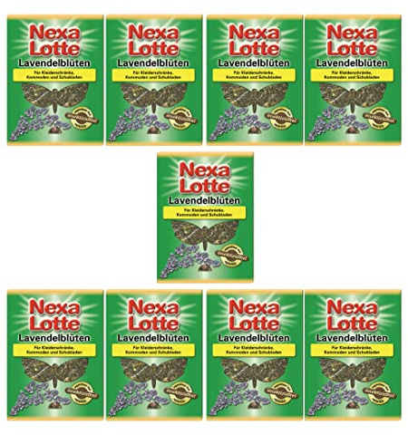 TMPpro Nexa Lotte Lavendelblüten für Kleiderschränke, natürlicher Schutz vor Insekten ohne Insektizide, Düfte gegen Ungeziefer, Marktführer für den Privaten Haushalt, Inhalt 9 Beutel auch zum Hängen