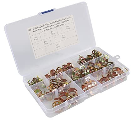 Schlauchschelle Verzinkung,Asudaro 60St Schlauchschellen Sortiment Kit Federschlauch Clips Kraftstoffleitung Schellen Metall Vakuumschlauch Elastische Schelle Rohrschellen Schlauchklemmen,Gold