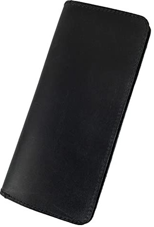 Hide & Drink, Handgefertigte Handy-Geldbörse aus Vollnarbenleder, Dunkelgrau Schwarz, Classic