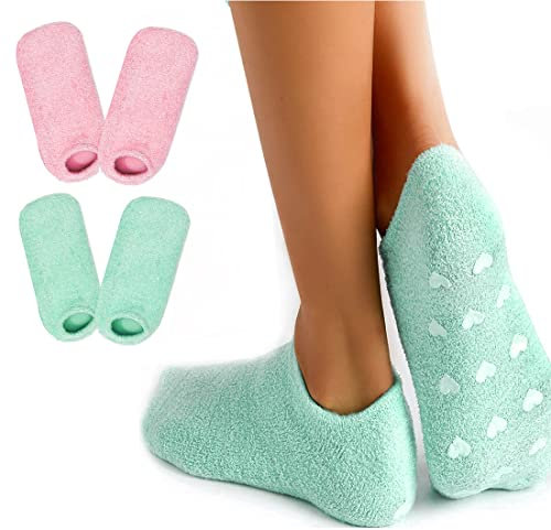 Feuchtigkeitsspendende Socken, 2 Paar Gel Socken zur Reparatur Erweichung Rissiger Füße, Wiederverwendbare Hornhaut Socken Fußmaske Socks für Hornhaut Entfernen,Damen Spa Fußpflege Geschenk