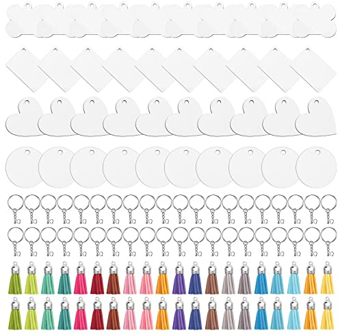NISHZHU 160 Produits Vierges de Sublimation, Ensemble en Vrac Vierge de Porte-CléS de Sublimation avec Anneaux de Saut de Porte-CléS de Pompon Vierge de Transfert de Chaleur