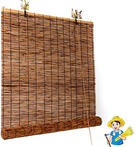CcacHe Rollo Blickdicht Bambusrollo Sichtschutz Bambus-Rollo Outdoor Holz Jalousie Raffrollo Für Fenster Und Türen, Holzrollos Anti-UV Mit Zugschnur 40/80/100/120/135/160cm Breit