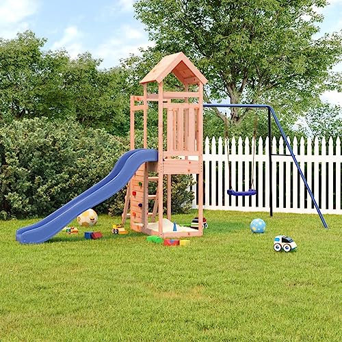 Homgoday Spielturm Klettergerüst für Kinder Garten-Klettergerüst mit Schaukel und Rutsche Stelzenhaus Holzrahmen Garten Spielplatz Kletterturm für Garten Massivholz Douglasie#4