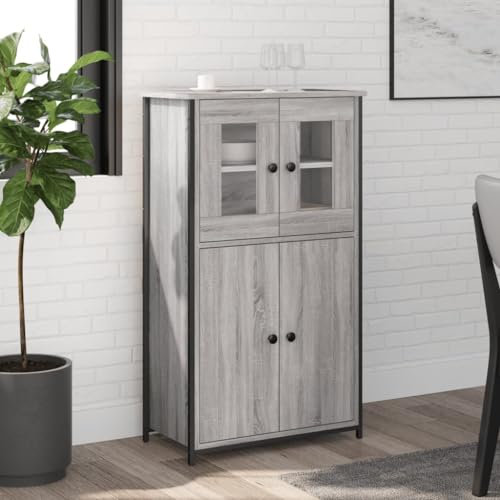 HETFTJN Highboard, Eckschrank Aufbewahrungsschrank Besenschrank Küchenschrank Geeignet für Flur Wohnzimmer Entrance Küchenzeile Grau Sonoma 62x32x106,5 cm Holzwerkstoff