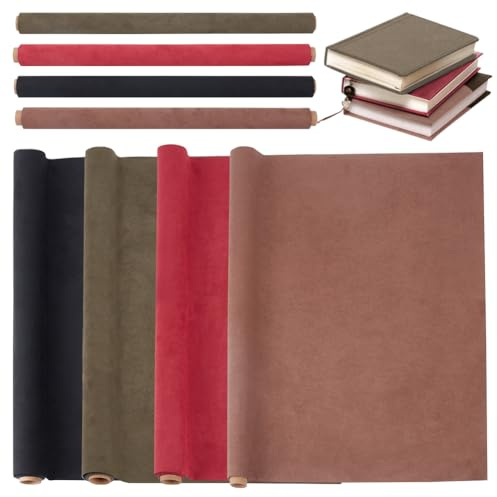 OLYCRAFT Couverture de livre 4 feuilles 4 couleurs Tissu imitation cuir avec dos en papier pour scrapbooking DIY