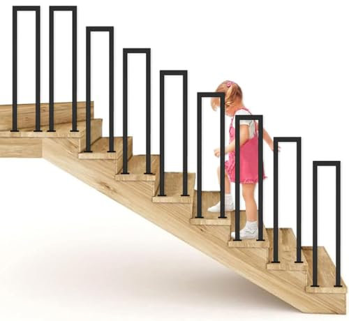 Moderne Quadratische Treppengeländer, Innenbereich,Dachboden,Balkon,Dekorative Haltegriffe,Geländer für Garten und Villa(Size:U 75cm,Color:Schwarz)