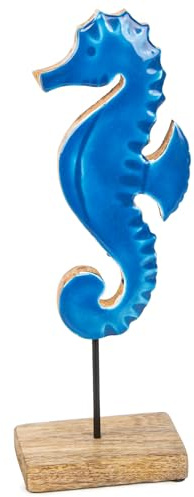Logbuch-Verlag Seepferdchen Deko Figur blau maritim 28 cm nautische Dekoration Sommer Badezimmer zum Hinstellen