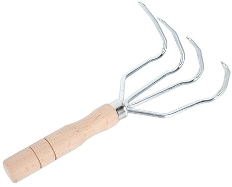 BESPORTBLE Rastrillo de Jardín de Cuatro Dientes Rastrillo para Aflojar la Tierra Suministros de Cultivo para Excavar Nueces Jardines o Huertos de Cuatro Garras Herramienta de Jardín