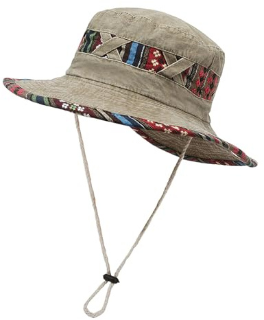 Sombrero Hombre Verano - Sombrero de ala Ancha UV para Pesca, Senderismo y Playa - Gorro Ligero Plegable con Protección Solar UPF 50+ - Safari Hombre (Caqui)
