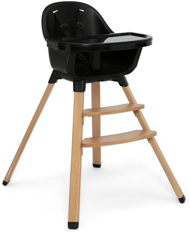 Delta Children - babyGap Otto 3-in-1 High Chair - High Chair Converts to Toddler Dinning Chair and Booster Seat - Dishwasher Safe Meal Tray - FSC-Certified Wood, Black