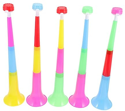 BESTonZON Lot de 5 Trompettes Jouets pour Garçon et Filles en Plastique Design Rétractable, Jouets Sonores pour Événements Sportifs et Décoration de Fête