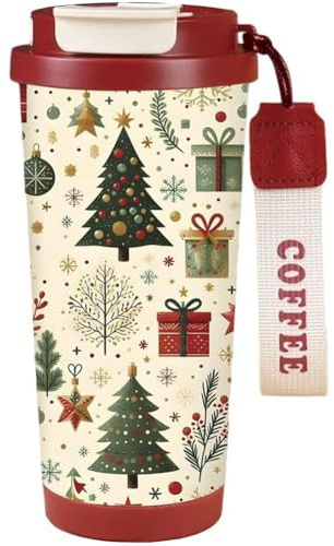 Casiler Christmas Travel Mug Portable Coffee Cup Stainless Steel Insulated Cup Kawaii Water Bottle Xmas Vacuum Water Cup