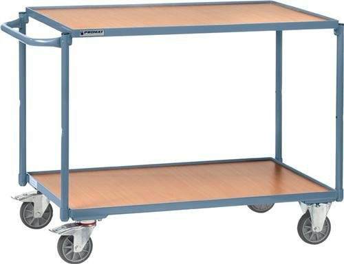 Promat Tischwagen 2 Ladeflächen L1000xB600mm Holzwerkstoff Schiebebügel waagerecht