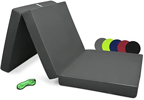 Beautissu Klappmatratze Gästebett klappbar 80x195 cm Faltmatratze Gästematratze faltbar Reisematratze Klappbett Gäste Matratze – Campix Camping Matratze Tragegriff Bodenmatratze waschbar Anthrazit