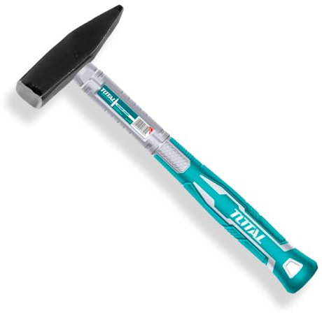 TOTAL - Martello Meccanico - Testa in Acciaio Forgiato - Manico in Fibra - Professionale, Resistente e Comodo - Utensile per Meccanico - Peso 300 gr