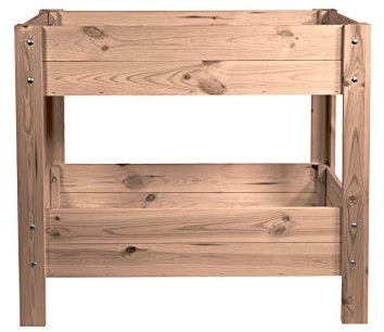 mgc24 Hochbeet - Kiefernholz Dunkelbraun rechteckig, stehender Pflanzkasten für Garten Terrasse Balkon - 80 x 37,6 x 78 cm mit 2 Etagen