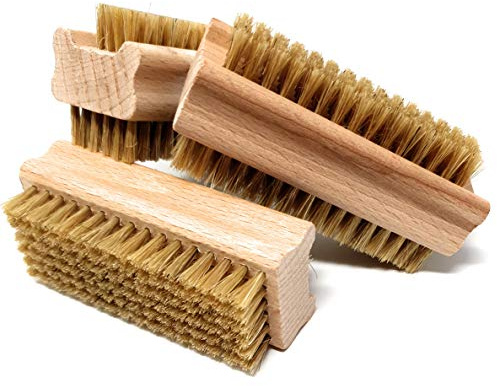 PILIX Nagelbürste Naturborsten Holz WEICH | Nagelbürste Kinder | Handbürste 3 Bürsten | Nail Brush | Handwaschbürste Holz | Bürste Naturborsten | Buchenholz | Fingerbürste Tierborsten