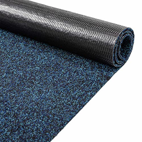ANRO Poet Tapis de sol, paillasson, anti-salissures, pour l’intérieur et l’extérieur, convient au couloir, hall d’entrée, bleu, 100 x 300 cm