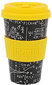 IDRINK®- Tazza in RPET per Caffé con Tappo in Silicone Apribile, Facile da Portare 435 ml, Mug Takeaway Plastica Riciclata 8.7 x 8.7 x 15 cm Ergonomica 435 ml (MATH)