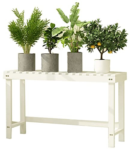 YNSHOP Weißer Blumenständer Aus Holz Mehrschichtiger Grünpflanzenständer Für Den Innenbereich Balkonstufen-Blumentopfregal Sukkulentenregal Gartenregal Kiefer (Color : Weiß, Size : 78x25x45cm)